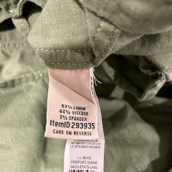 L.L. Bean Women olive green linen blend button down cinch waist jacket sz XL - Picture 7 of 9